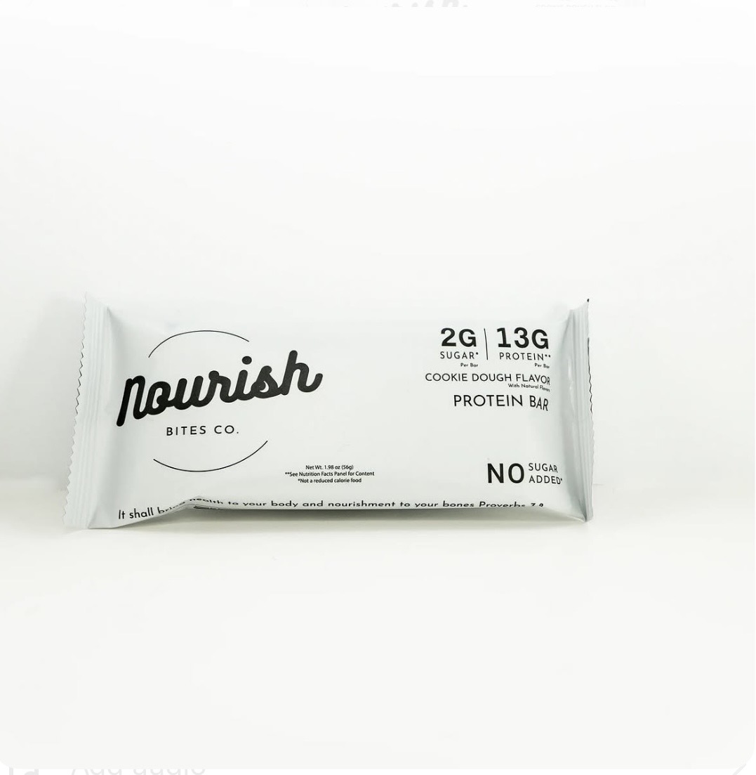 Nourish Bites Co. individually wrapped cookie dough protein bar