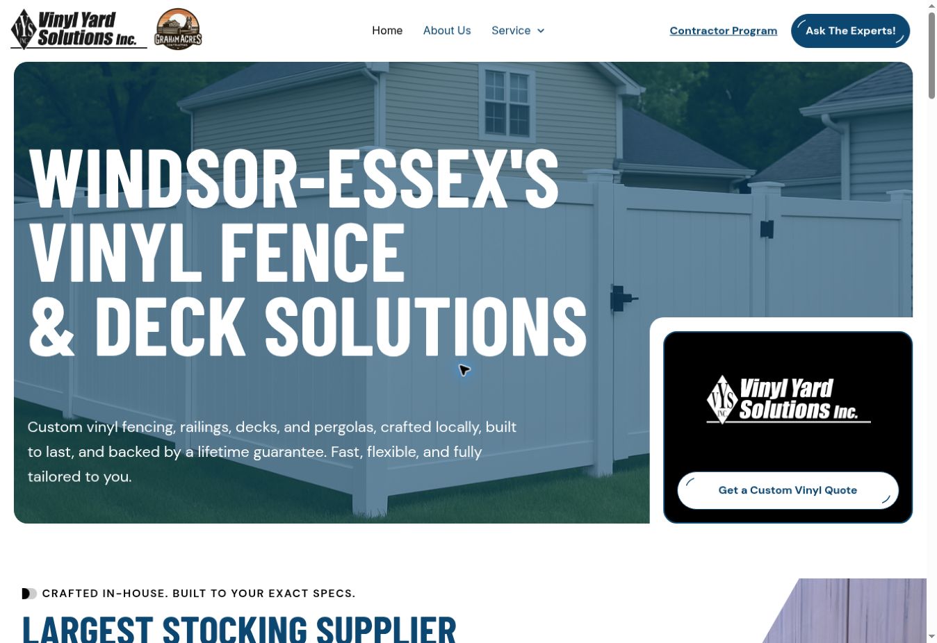 Homepage preview of Vinyl Yard Solutions